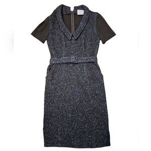 Vera Wang Lavender Label Sheath Tweed Dress with Notched Collar